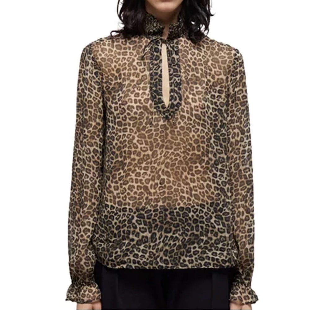 The Kooples Brown Leopard Print Blouse